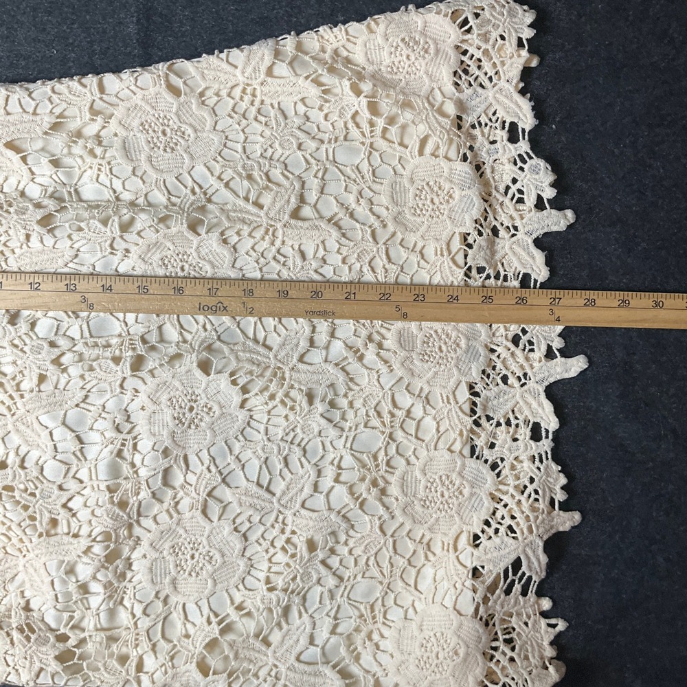 Apricot Crochet Lace Top Women 6 Beige Floral Boho High Neck Victorian Ethereal - Picture 5 of 7